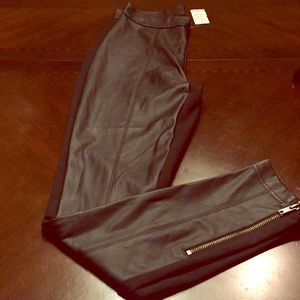 Black faux leather pants